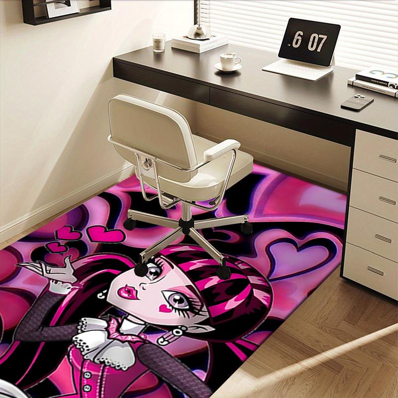 Monster High Office Chair Mat Cute Cartoon Girl Design, Perfect for Home Decor, Office Carpet, Gift Idea