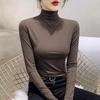 2025 Slim Fit High Neck Long Sleeve Top - Stylish and Versatile for Autumn/Winter in Black
