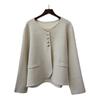 Crew neck bright silk long-sleeved sweater jacket autumn and winter new temperament loose and versatile knitted cardigan women