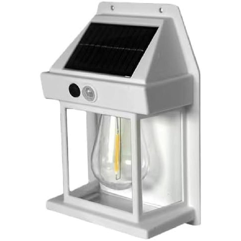 2 PCS Solar Wall Lights, Outdoor Dusk To Dawn Motion Sensor, 3 Lighting Modes, Waterproof, Modern White Plastic Solar Security Wall Lanterns for