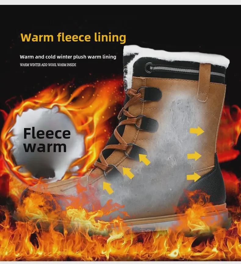 Men's High-Top Winter Snow Boots: Warm, Plus Velvet, Large Size, Casual Outdoor Footwear