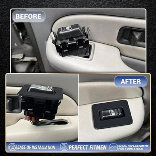 Rear Power Window Switch Trim Repair for Silverado for Escalade 2000-2002(Black)