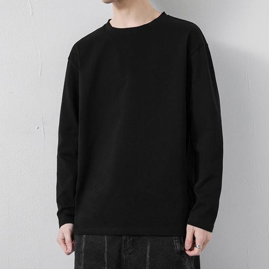 Mannen T-shirt Lange Mouwen Ronde Hals Vochtafvoerend Normale pasvorm Casual Lente Herfst Effen Kleur Mannelijke Basic Trui Top streetwear