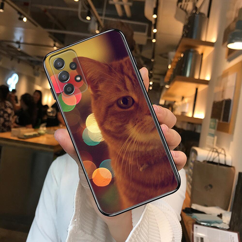 Funny Cartoon Cat Phone Case Hull For Samsung Galaxy A70 A50 A51 A71 A52 A40 A30 A31 A90 A20E 5G A20s Black Shell Art Cell Cove