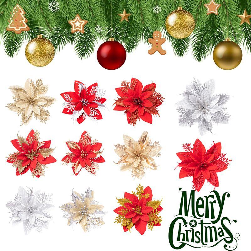 Elegant Artificial Glitter Flower Xmas Tree Decoration For A Festive Atmosphere