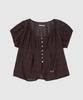 HAINT Mayel Check Puff Embroidery Blouse _Brown