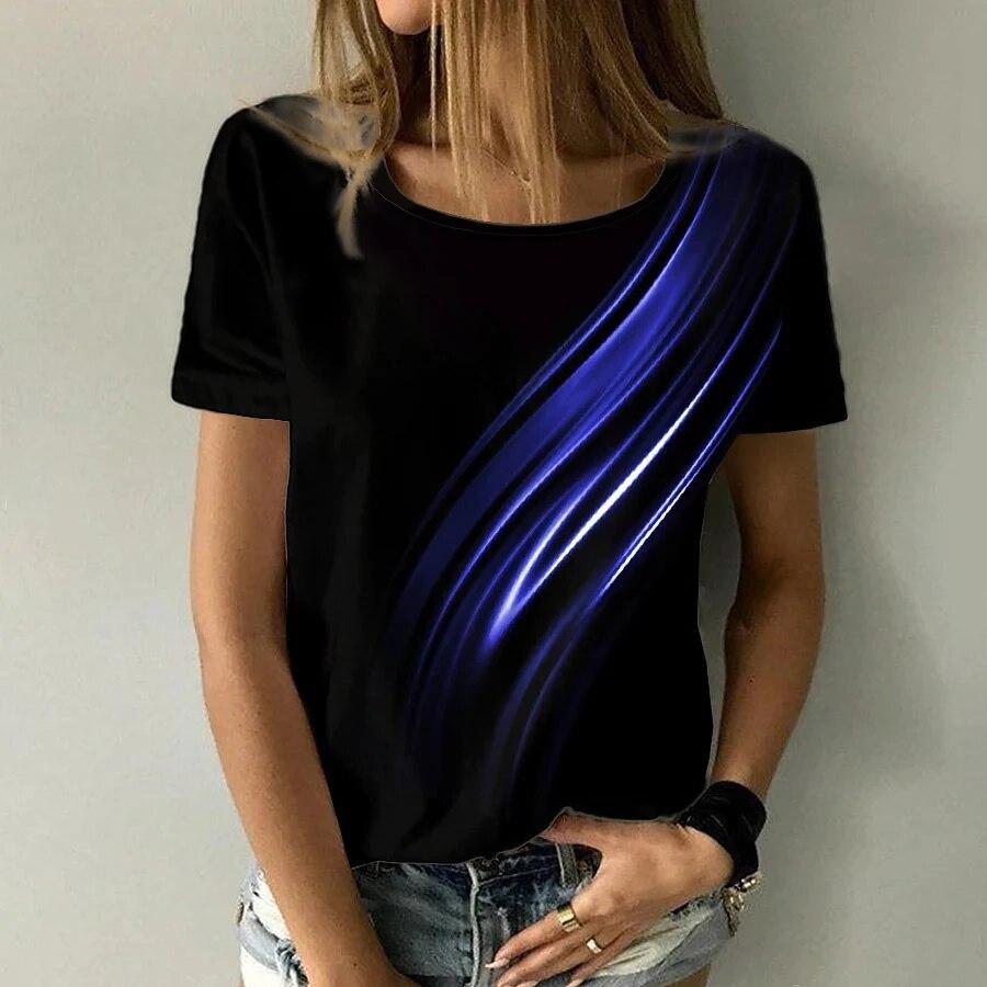 Women T Shirts For Summer Fashion Clothes 3D Printing Harajuku Black Tops Casual O-Neck Oversized Girls T-Shirts Y2k Tees 2022