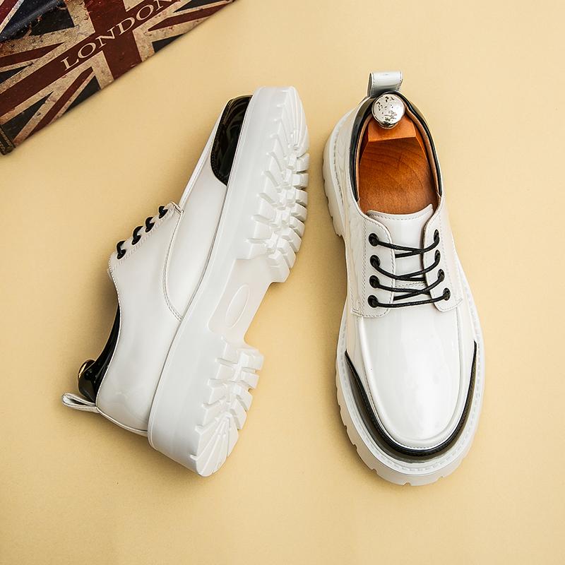 Herrenmode Formelle Kleiderschuhe High-End Geschäftliche Anlässe Herren Glänzende Lederschuhe Dickbesohlt High-Rise Luxus Gold Arbeitskleidungsschuhe