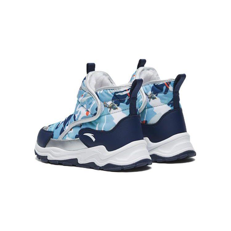 Anta Kids  Fleece Lined Warm Non-Slip High Top Sports Casual Shoes Kids Sneakers Blue 312249985-3