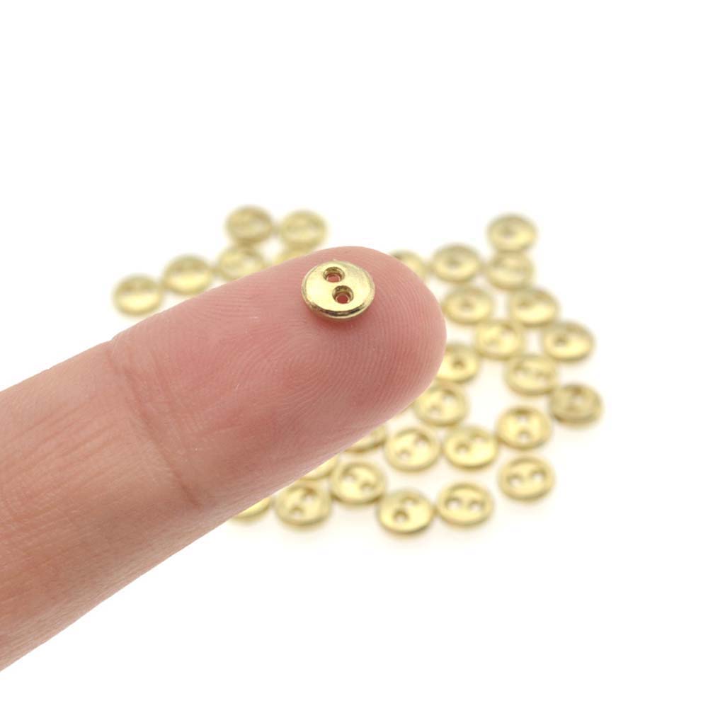 50Pcs 3mm/4mm Handmade Mini Metal Buttons DIY Doll Clothing Sewing Round 2-Holes Flatback Buttons Scrapbooking Accessories
