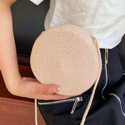 Mode Runde Stroh Taschen für Frauen Sommer Gewebt Strand Tasche Handgemachte Umhängetasche Umhängetasche Böhmen Messenger Tasche Handtasche