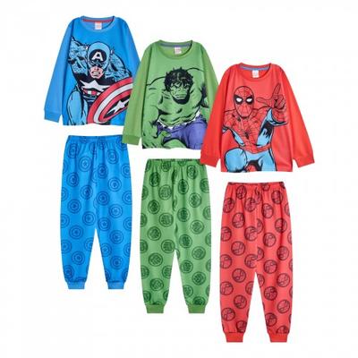 Erkek Çocuk Örümcek Adam, Hulk, Kaptan Amerika Uzun Kollu Uzun Pijama Takımı (3'lü paket)