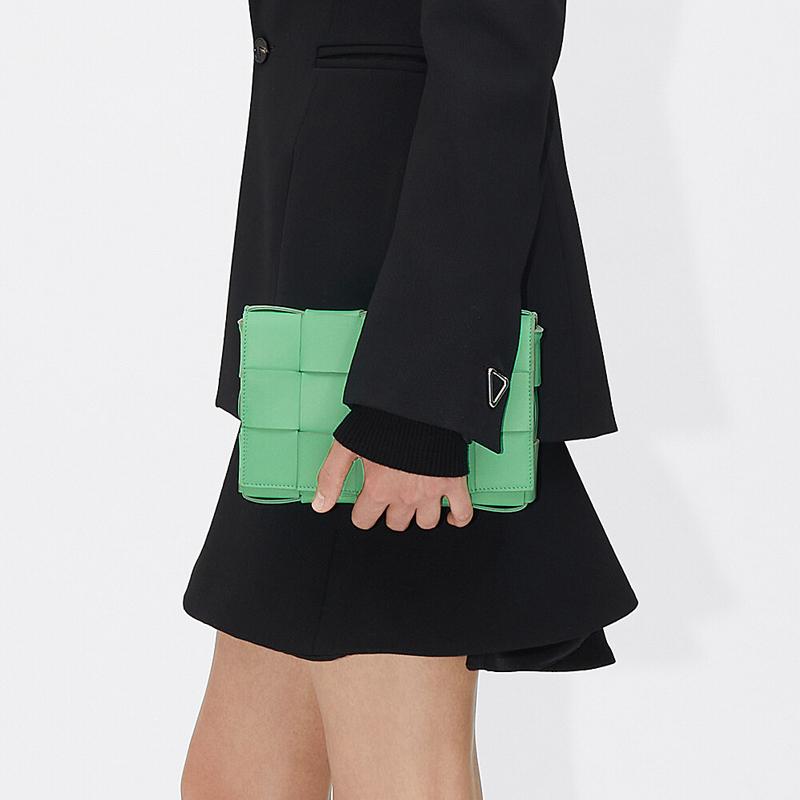 Bottega Veneta Cassette Bag Fountain/Silver Women Bags Blue 578004-VMAY1-3801