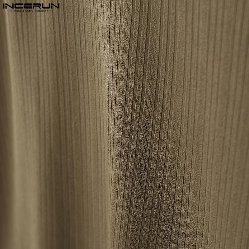 INCERUN Men Patchwork Lapel Sleeveless Casual Ribbed Tank Tops