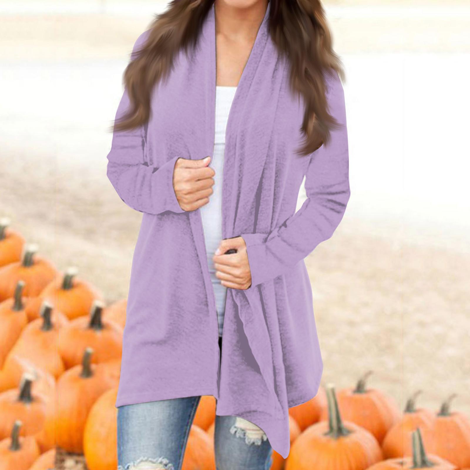 

Женская модная повседневная однотонная куртка-кардиган средней длины с длинными рукавами XXXL