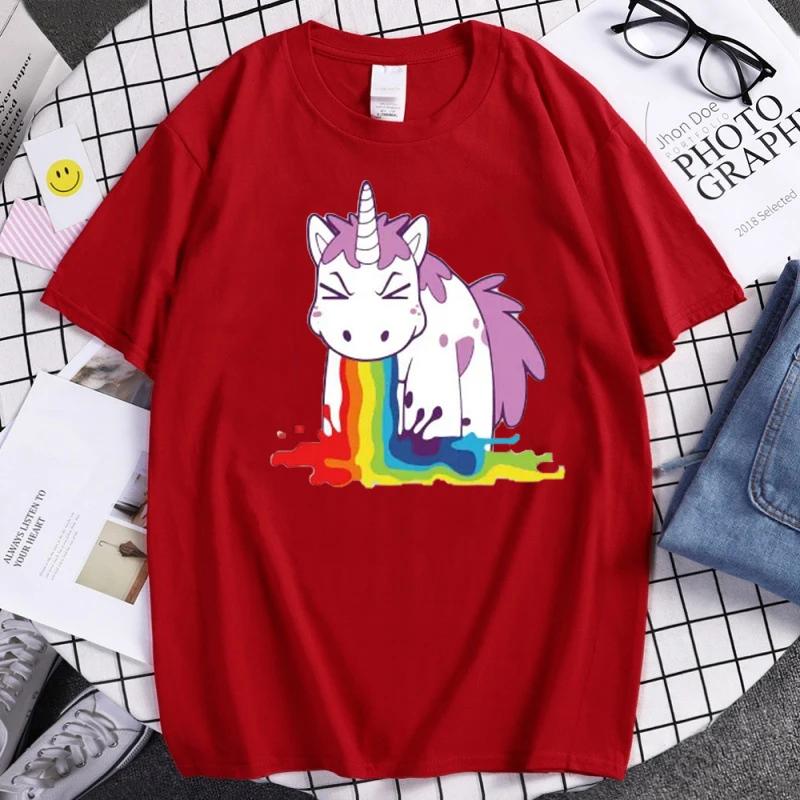Funny Unicorn Rainbow Printed Summer Mens High Quality T Shirts Tops Casual Cartoon Tshirts Tops Summer Womens Top