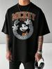 Disney Mickey Mouse Men's Casual Cartoon Print Short Sleeve T-Shirt Men Women T Shirt Cotton Tee Parent-Child Clothing 100-4XL