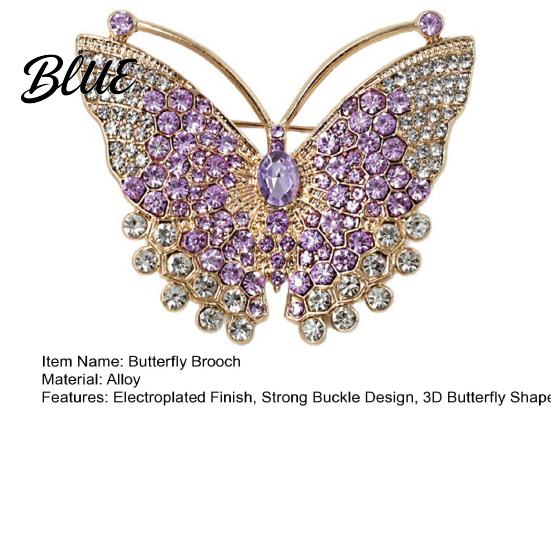 Butterfly Lapel Pin Brooch Pin 3D Design with Sparkling Rhinestones