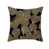 Home Furnishings Black Gold Leaf Print Cushion Cover Office Cushion Cover Waist Pillow Cover