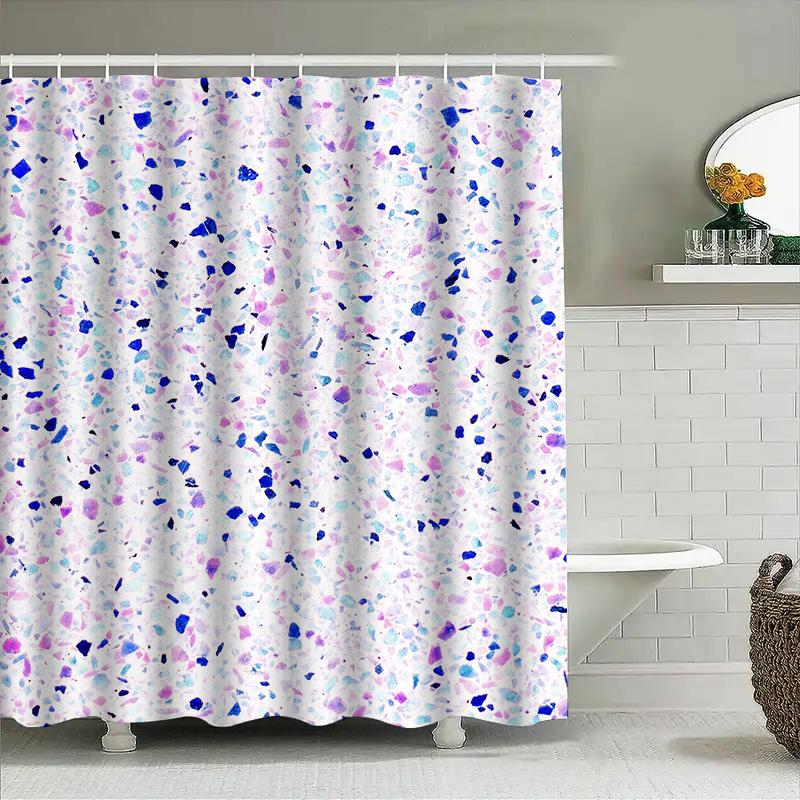 Colorful Polka Dot Shower Curtain For Bathroom Decor Pink Blue White Printed Waterproof Fabric With Metal Grommets Size 72X84 In