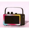 Retro Karaoke Wireless Bluetooth Speaker Microphone All In One Outdoor Family Gathering Set KTV Dual Mic LED