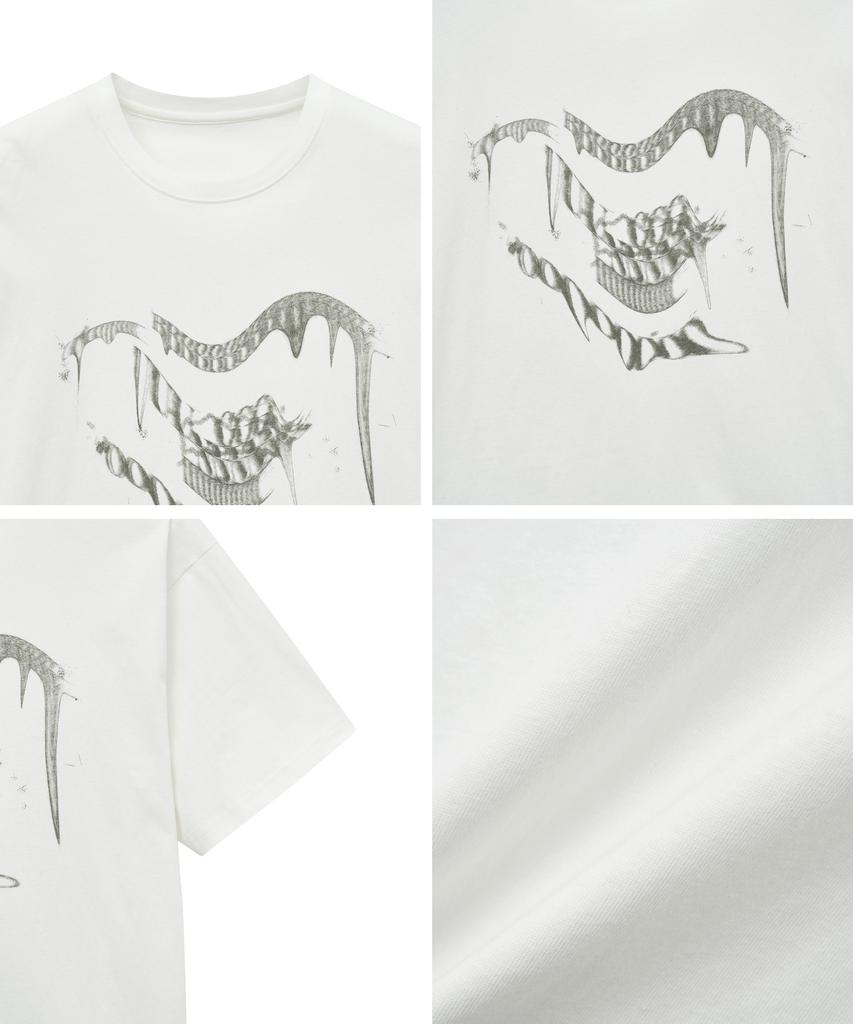 BIG UNION Melting Logo Graphic T-Shirt (White)