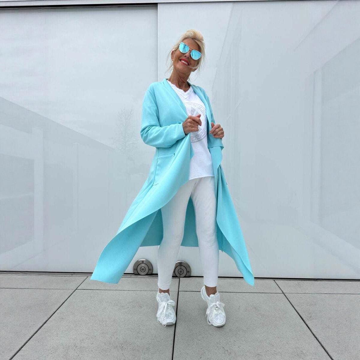 

Новая Мода Однотонный Неправильный Длинный Тренч Кардиган Small озеро синий