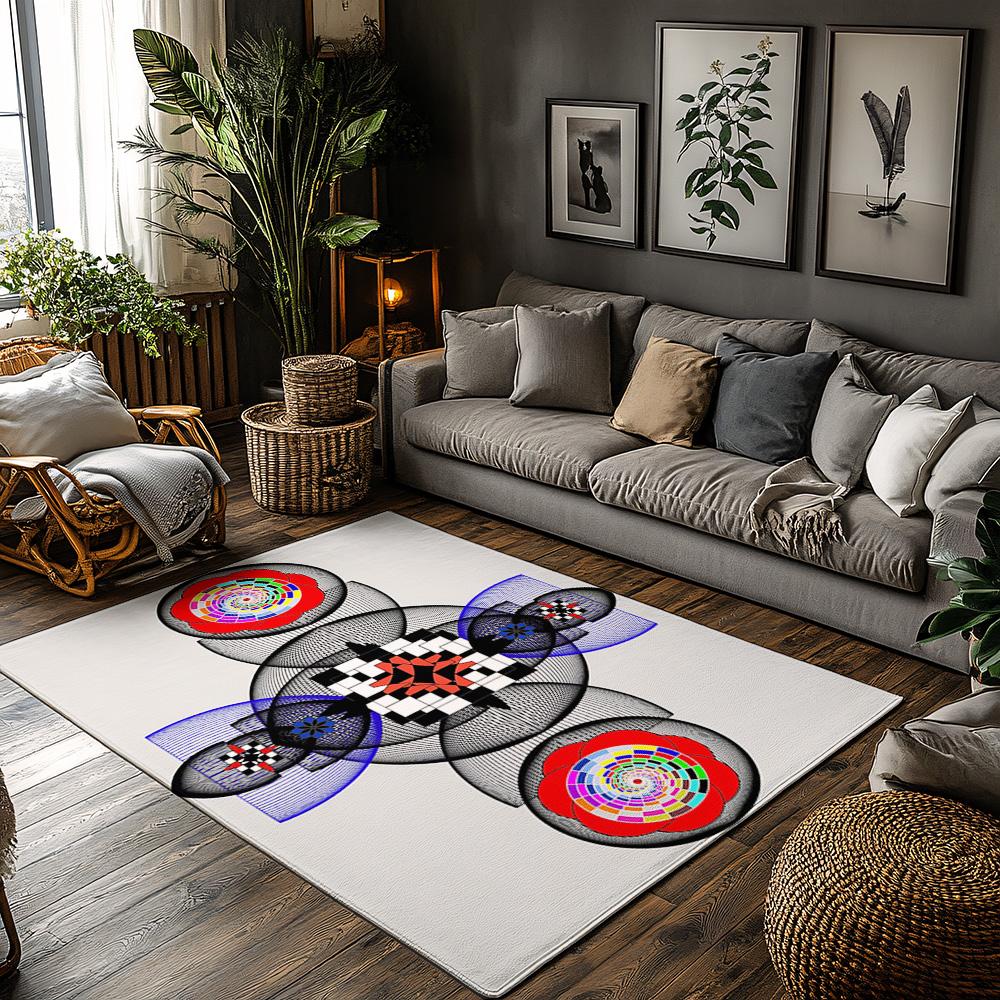

Geometric Area Rug Modern Abstract Pattern Non Slip Floor Mat Living Room Decor Home Accent Carpet Artistic Design Indoor Outdoo 50x80cm
