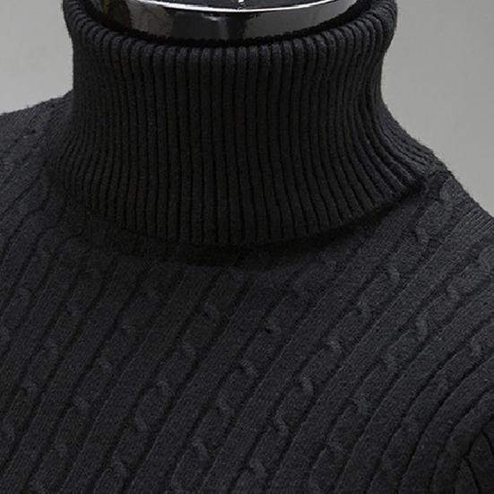 Sweater Solid Color Comfortable Acrylic Elastic Men Knitted Sweater for Daily Life