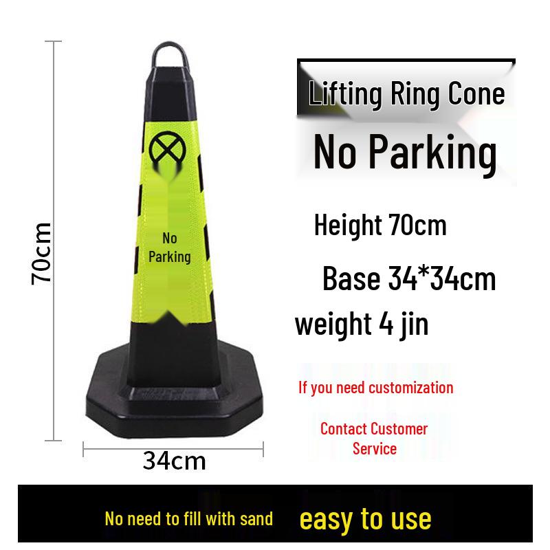 70cm Reflective Rubber and PVC Traffic Cone - No Parking Ice Cream Cone Design