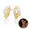 14K Gold Plated Stainless Steel Earrings with Mother of Pearl Cubic Zirconia Kst3514
