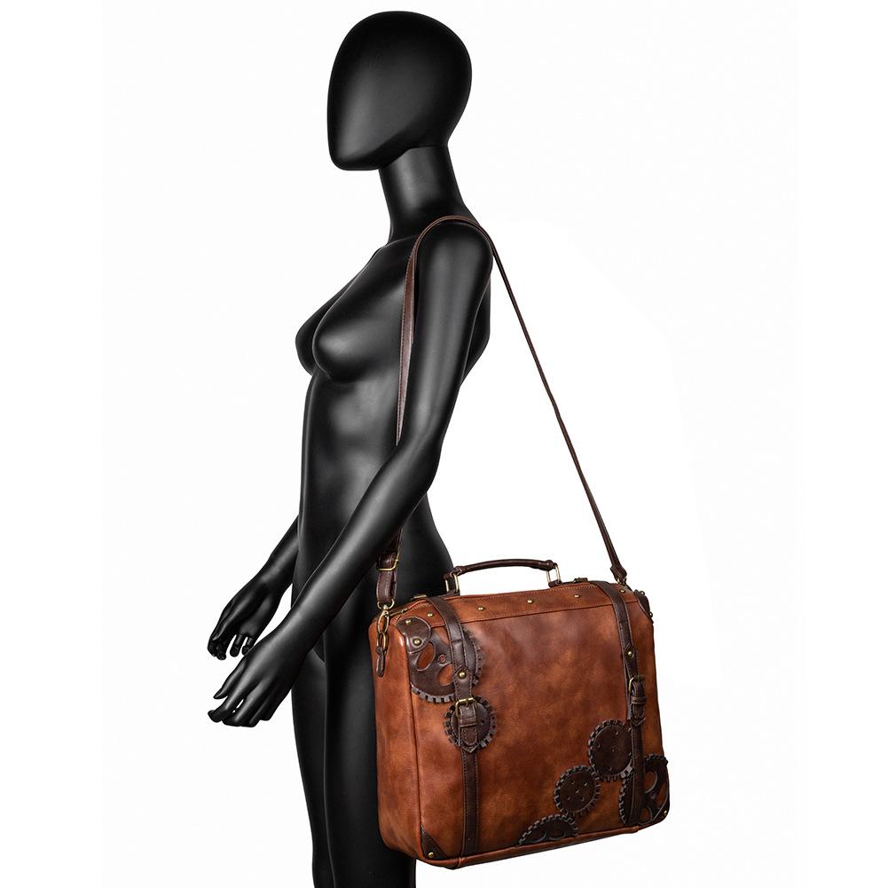 Steampunk Medieval Retro Style Large-capacity Contrasting Color Women's Messenger Bag Portable Shoulder Computer Bag Tide