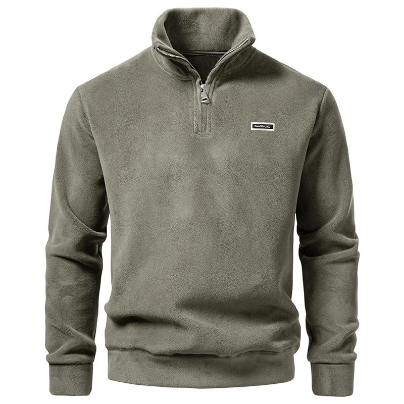 Men's Fleece Quarter Zip Sweatshirt Casual Stand Collar Long Sleeve Pullover For Daily Wear