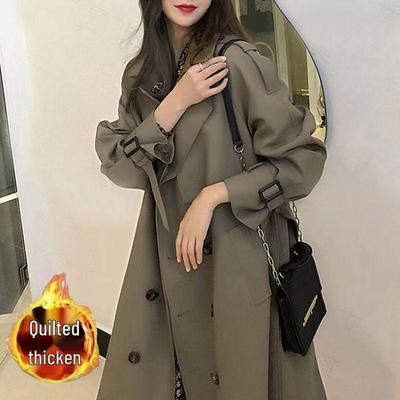 2025 Women's Korean-Style Mid-Length Trench Coat for Spring and Autumn