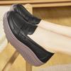 Ladies Platform Loafers Casual Elegant Black Leather Women Height Increase Thick Sole Shake Shoe for Mother