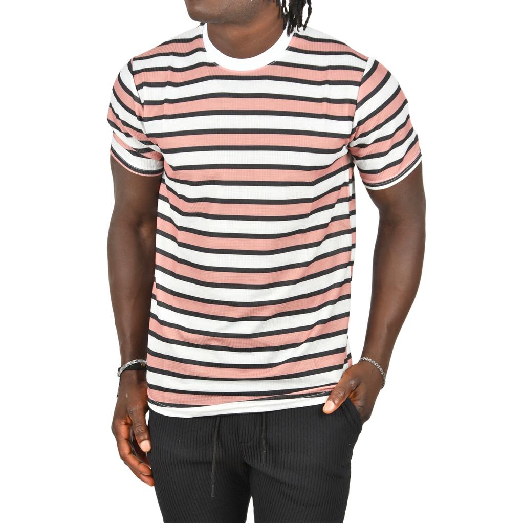 DeepSEA Yatay Çizgili Bisiklet Yaka Slim Fit Likralı Tişört 2403228