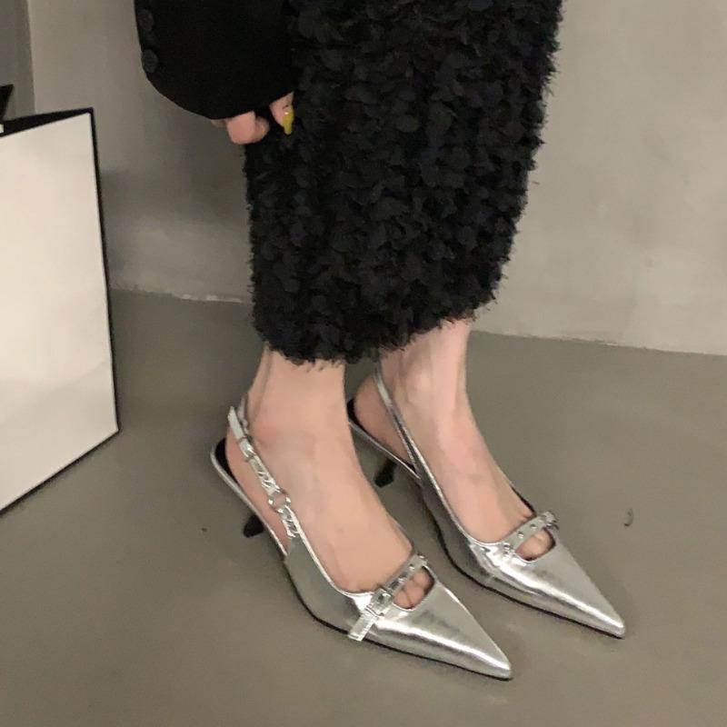 Fashion 2025 New Brand Women Sandals Fashion Solid Color Buckle Pointed Toe Shallow Slip on Party Ladies Modern Shoes Zapatos Mujer