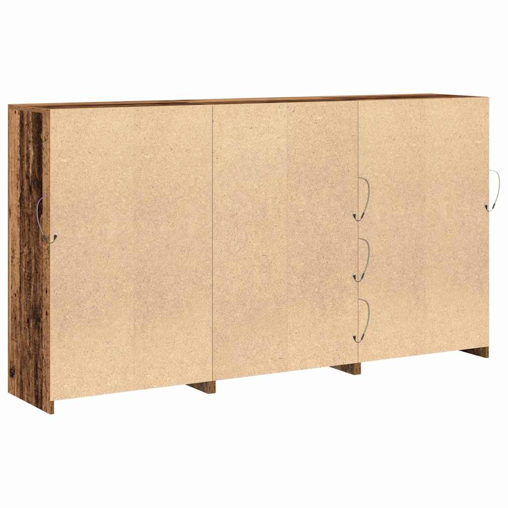 LED Sideboard Set 3 pcs Reclaimed Wood Look 202 x 37 x 100 cm Particleboard
