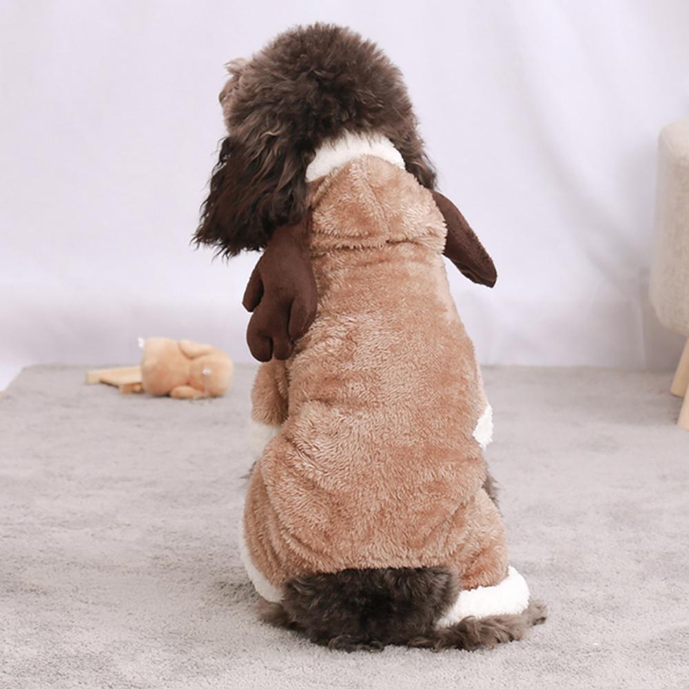 Cartoon Winter Puppy Clothes Coral Velvet Warm Pet Outfit XS-L for Corgi Chihuahua Dinosaur Panda Elk