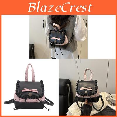 Lässiger Rucksack mit rosa Punkten aus strapazierfähigem Material für den täglichen Gebrauch und Streetstyle