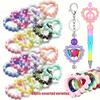 40 Mixed Heart-Shaped Acrylic Focus Frame Round Perforated Rings for DIY Keychains, Pens, Jewelry Making, Bracelets, Car Necklac