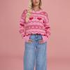 Winter New European and American Women's Love Sweater Pullover, Plus Size Christmas Casual Jacquard Knitwear
