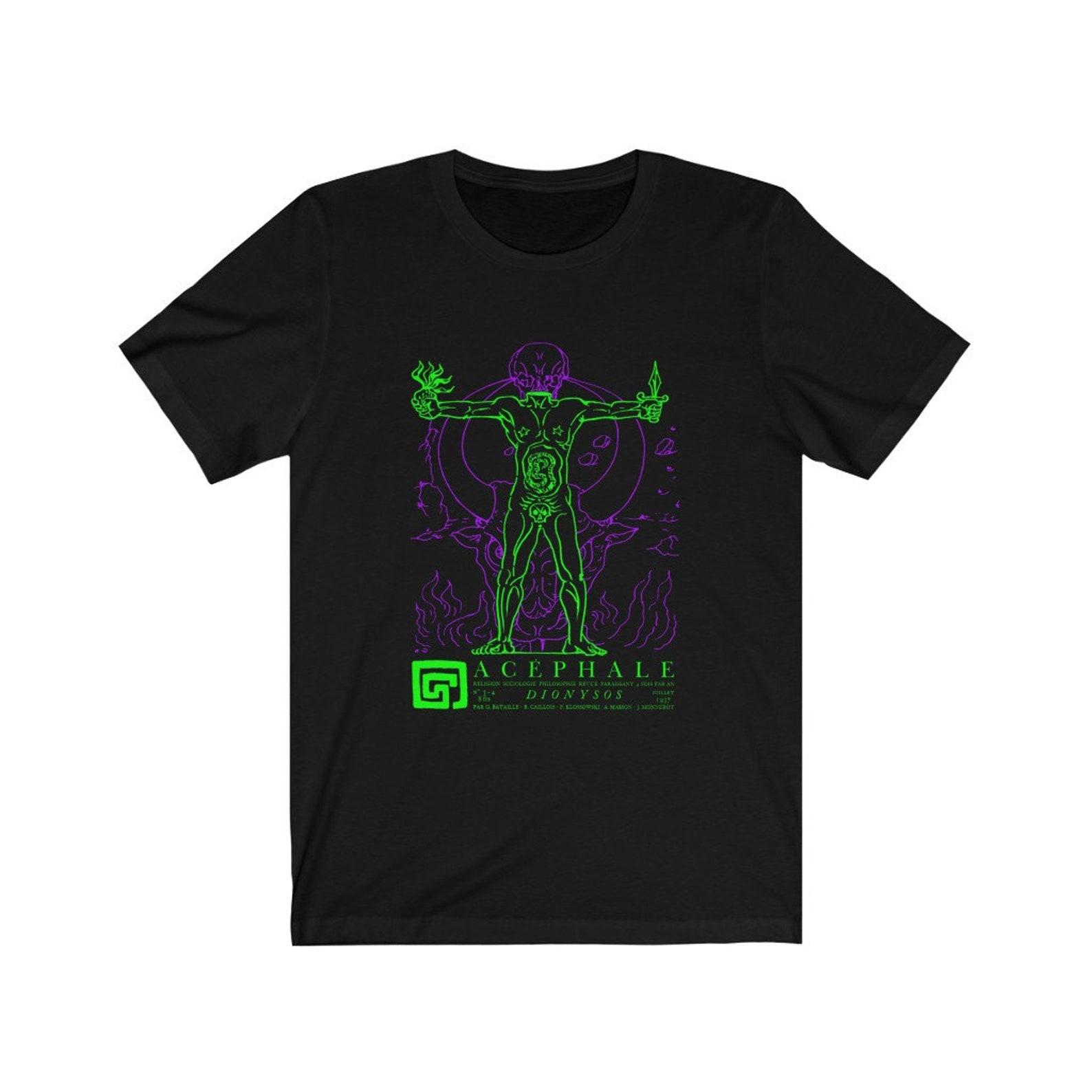 Acephale Dionysus (Bataille Masson Klossowski Nietzsche) Neon Philosophy T-shirt M