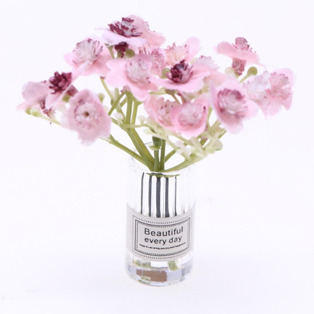 

2 шт. Миниатюрные мини-букеты цветов, миниатюрные украшения для комнатных растений, сделай сам, декор для кукольного домика розовый