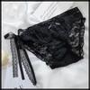 White Fang Sexy Lingerie Panties with White and TT356 Women's Ruffles, Black, (Black)