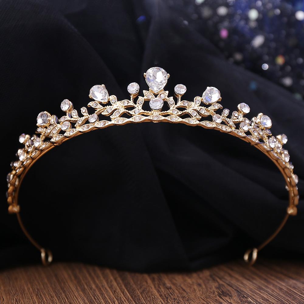 Корейский стиль простая свадебная маленькая корона из сплава инкрустированная стразами — фото 4