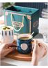 Retro Japanese Ceramic Mug with Lid, High-Temp Resistant, Large Capacity, Ideal Gift for Couples
