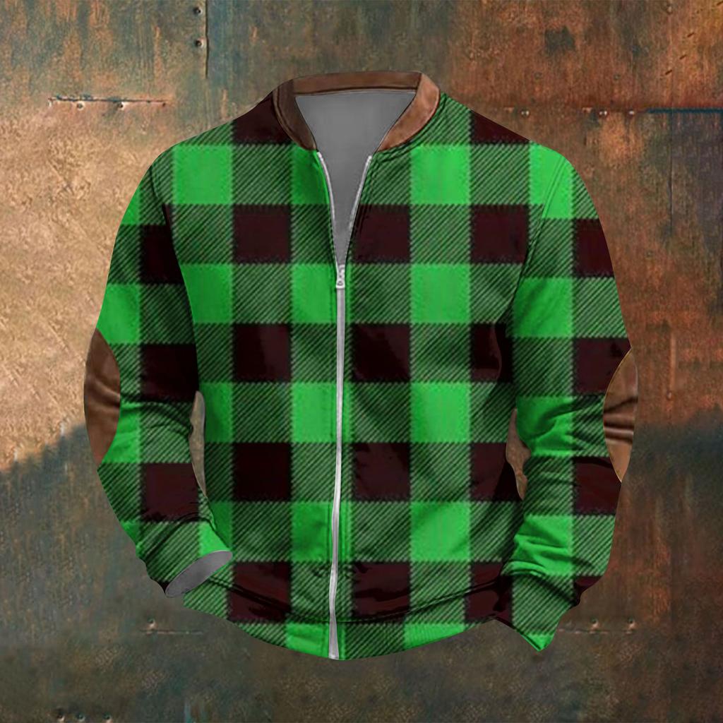 Men'S Retro Casual Sportswear With Open Zipper Sweatshirt Jacket