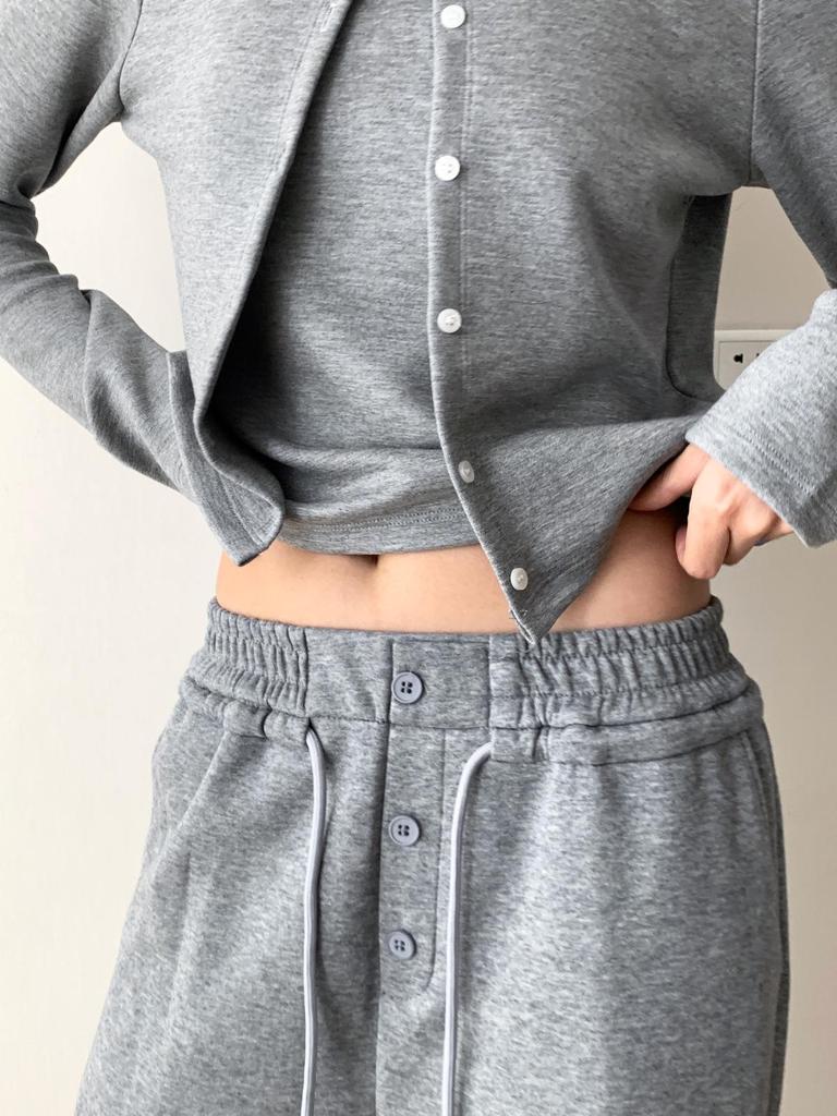 Dorothy Korean Design Air Cotton Buttoned Two-Piece Long Sleeve Women's Sweatshirt
