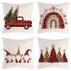 New Christmas Throw Pillow Cushion Home Decoration Short Plush Linen Printed Throw Pillow Cover
